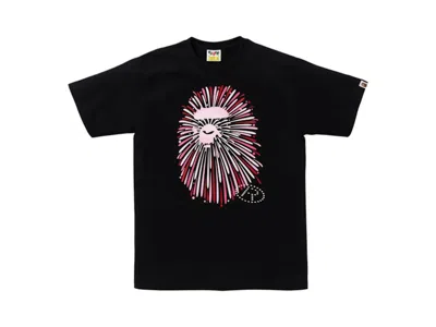 Pre-owned Bape Men's  Ape Head Firework I Tee Shirt In Black/pink