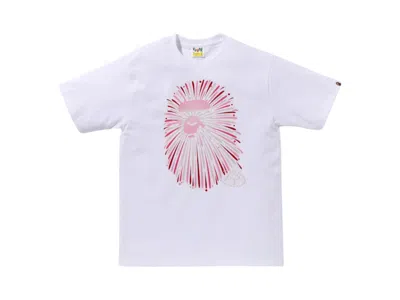 Pre-owned Bape Men's  Ape Head Firework I Tee Shirt In White/pink