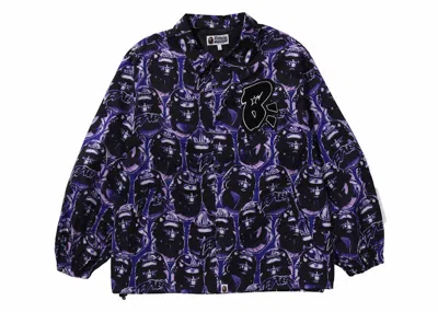 Pre-owned Bape Men's  Ape Head Graffiti Coach Jacket In Purple