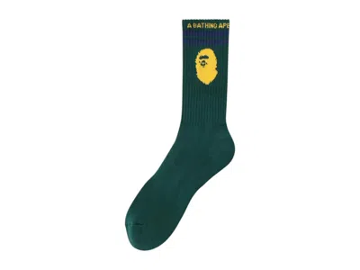 Pre-owned Bape Men's  Ape Head Line Socks (ss25) In Green
