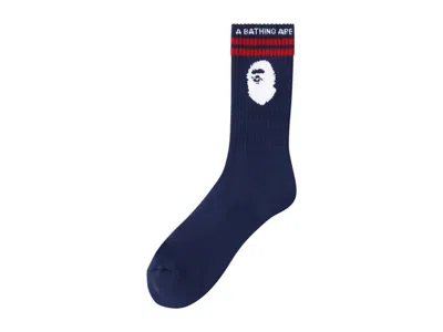 Pre-owned Bape Men's  Ape Head Line Socks (ss25) In Navy Blue