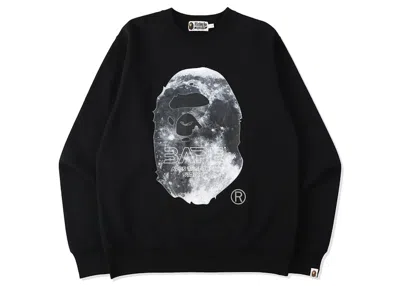 Pre-owned Bape Men's  Ape Head Moon Crewneck Sweatshirt In Black