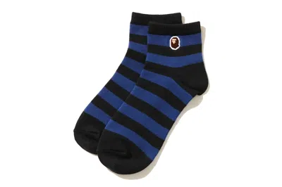 Pre-owned Bape Men's  Ape Head One Point Hoop Ankle Socks In Black/blue In Multi