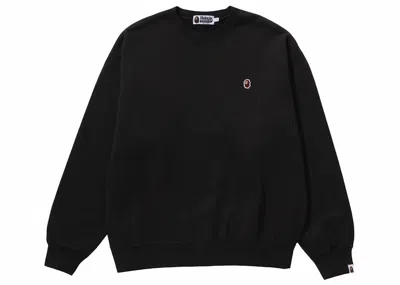 Pre-owned Bape Men's  Ape Head One Point Overdye Crewneck Sweatshirt In Black