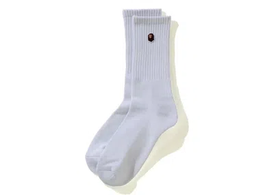 Pre-owned Bape Men's  Ape Head One Point Socks In White