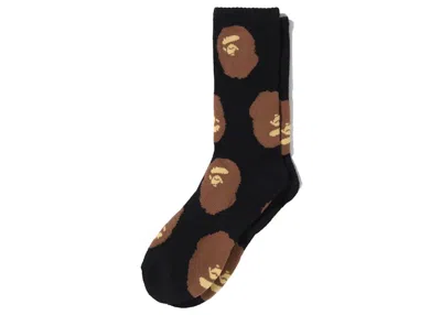 Pre-owned Bape Men's  Ape Head Pattern Socks (ss25) In Black