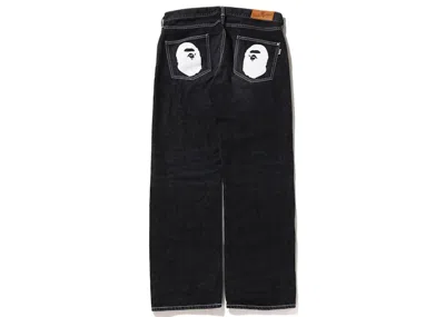 Pre-owned Bape Men's  Ape Head Relaxed Fit Denim In Black