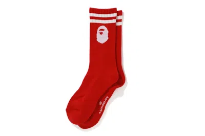 Pre-owned Bape Men's  Ape Head Socks (fw19) In Red