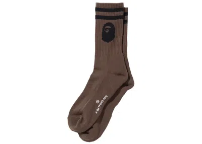 Pre-owned Bape Men's  Ape Head Socks In Brown