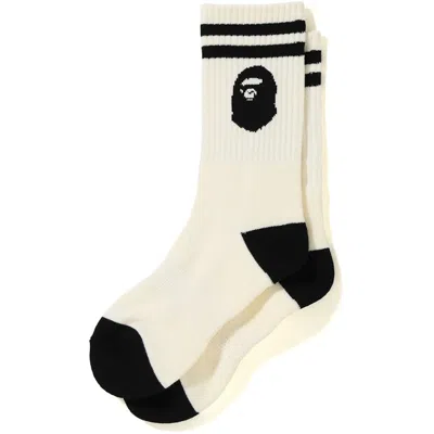 Pre-owned Bape Men's  Ape Head Socks In White