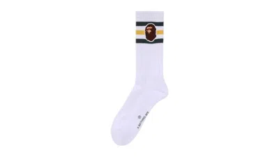Pre-owned Bape Men's  Ape Head Socks Socks In White