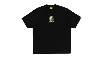 Pre-owned Bape Men's  Apple Graphic By Bathing Ape Relaxed Fit Tee Shirt In Black