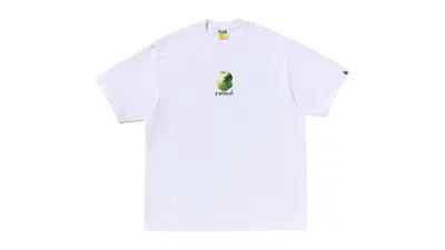 Pre-owned Bape Men's  Apple Graphic By Bathing Ape Relaxed Fit Tee Shirt In White