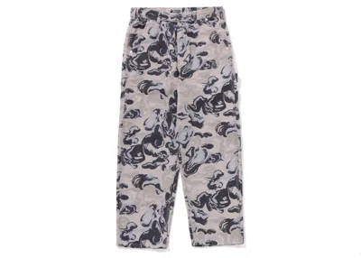 Pre-owned Bape Men's  Art Camo Gobelin Work Pants In Blue