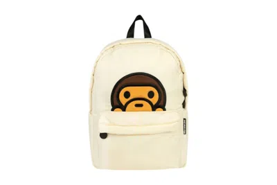 Pre-owned Bape Men's  Baby Milo Medium Backpack (ss25) In Ivory In White