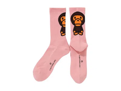 Pre-owned Bape Men's  Baby Milo Socks In Pink