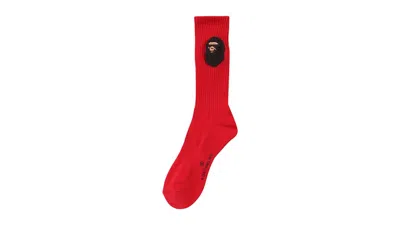 Pre-owned Bape Men's  Balloon Yarn Ape Head Socks Socks In Red