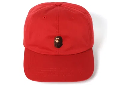 Pre-owned Bape Men's   Ape Head Embroidery Panel Cap In Red