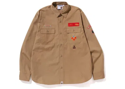 Pre-owned Bape Men's   Relaxed Fit Boyscout Shirt In Beige
