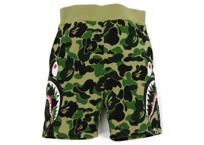Pre-owned Bape Men's  Big Abc Camo Side Shark Sweat Shorts In Green