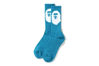 Pre-owned Bape Men's  Big Ape Head Socks In Blue