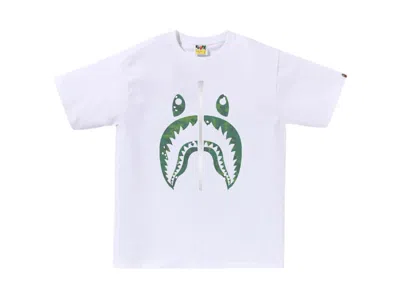Pre-owned Bape Men's  Bitmap Shark Tee Shirt In White