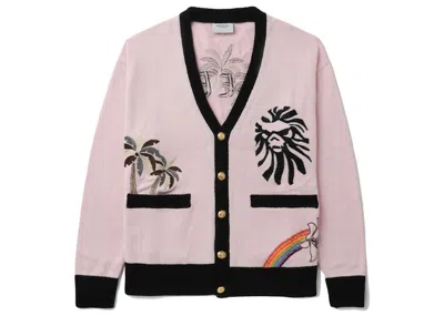 Pre-owned Bape Men's  Black Ape Head Embroidery Cardigan In Pink