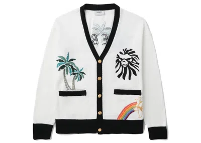 Pre-owned Bape Men's  Black Ape Head Embroidery Cardigan In White