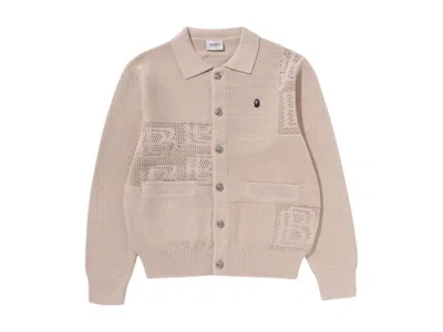 Pre-owned Bape Men's  Black Crochet Cardigan In Beige