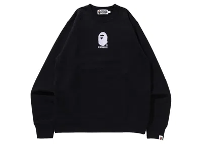 Pre-owned Bape Men's  By Bathing Ape Embroidery Crewneck Sweatshirt In Black