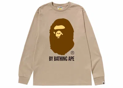 Pre-owned Bape Men's  By Bathing Ape Long Sleeve Tee Shirt In Beige