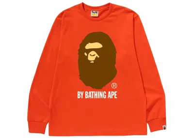 Pre-owned Bape Men's  By Bathing Ape Long Sleeve Tee Shirt In Orange