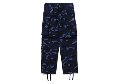 Pre-owned Bape Men's  Camo 6 Pocket Pants In Navy Blue