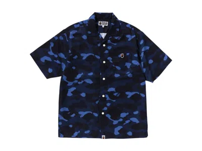 Pre-owned Bape Men's  Camo Ape Head One Point Shirt In Navy Blue