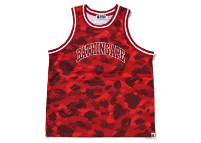 Pre-owned Bape Men's  Camo Basketball Tank Top In Red