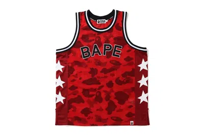 Pre-owned Bape Men's  Camo Basketball Tank Top (ss20) In Red