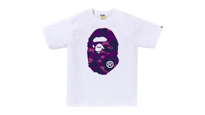 Pre-owned Bape Men's  Camo Big Ape Head Tee Shirt (fw25) In White/purple In Multi