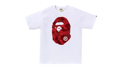 Pre-owned Bape Men's  Camo Big Ape Head Tee Shirt (fw25) In White/red In Multi