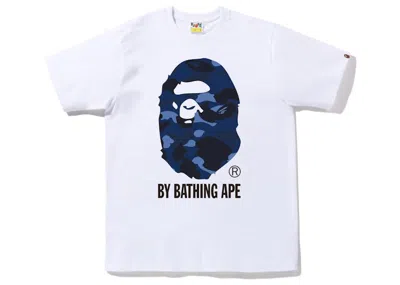 Pre-owned Bape Men's  Camo By Bathing Ape Tee Shirt (fw22) In White Navy Blue In Multi