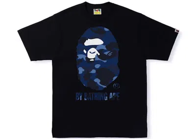 Pre-owned Bape Men's  Camo By Bathing Ape Tee Shirt (ss22) In Black Navy Blue