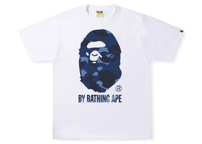 Pre-owned Bape Men's  Camo By Bathing Ape Tee Shirt (ss22) In White Navy Blue