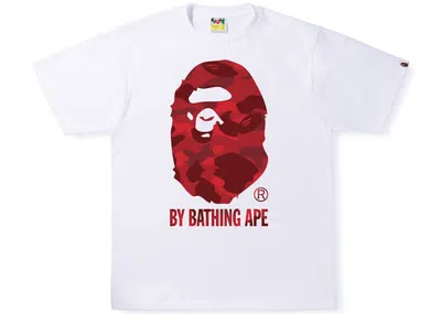 Pre-owned Bape Men's  Camo By Bathing Ape Tee Shirtin White/red
