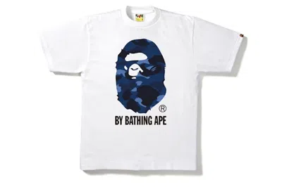 Pre-owned Bape Men's  Camo By Bathing Tee Shirt In White/blue