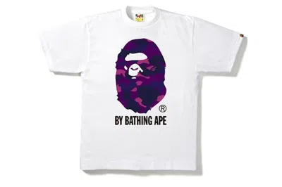 Pre-owned Bape Men's  Camo By Bathing Tee Shirt In White/purple