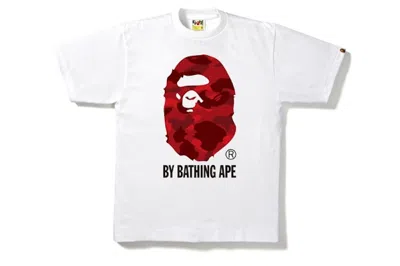 Pre-owned Bape Men's  Camo By Bathing Tee Shirt In White/red In Multi