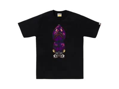 Pre-owned Bape Men's  Camo Classic Milo Shark T-shirt In Black/purple In Multi