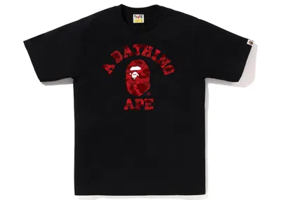Pre-owned Bape Men's  Camo College Tee Shirt (ss23) In Black Red In Multi