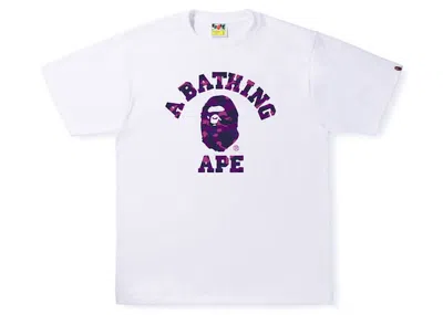 Pre-owned Bape Men's  Camo College Tee Shirtin White/purple