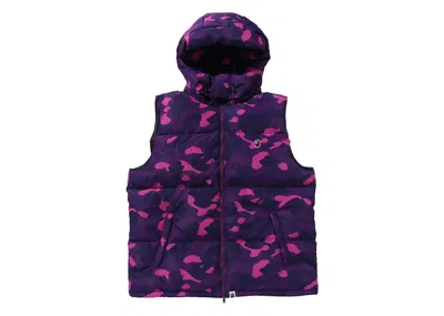 Pre-owned Bape Men's  Camo Down Vest In Purple
