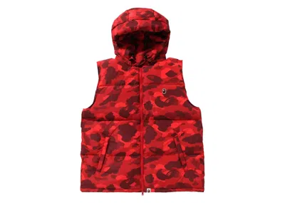 Pre-owned Bape Men's  Camo Down Vest In Red